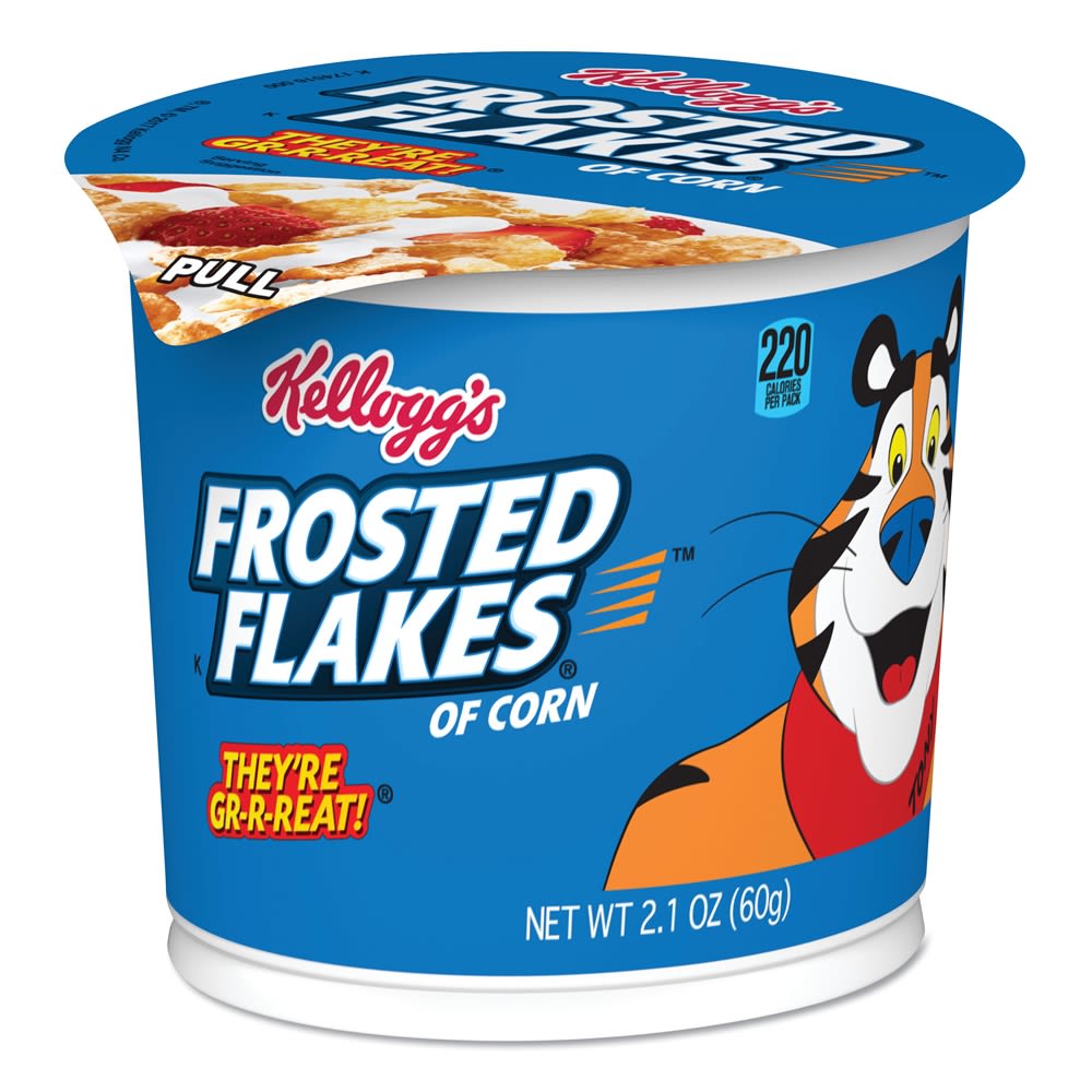 Kellogg's Frosted Flakes Breakfast Cereal, 2.1 oz Cup, 6/Box